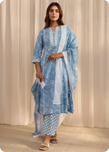 Kavya Fuchsia Printed Chanderi Suit Set with Dupatta (3